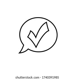 Checkmark icon. Check symbol with chat icon