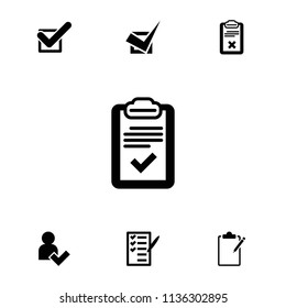 Checkmark icon. collection of 7 checkmark filled icons such as check list, clipboard, tick. editable checkmark icons for web and mobile.