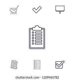 Checkmark icon. collection of 7 checkmark outline icons such as board, tick, clipboard. editable checkmark icons for web and mobile.