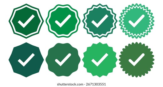 checkmark icon color editable on white background. tick mark with checkbox icon. green checkmark sign for app, ui, website. vector illustration.