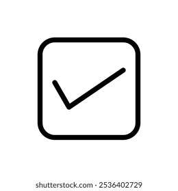 Icono de marca de verificación Ilustración de arte plano en esquema