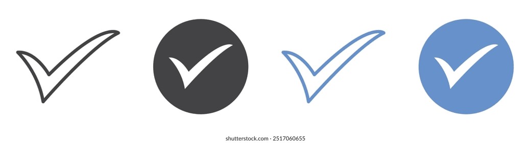 Checkmark Icon flat line symbol set.