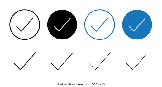 Checkmark icon Flat set in black and white color