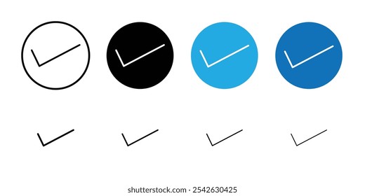 Checkmark icon Flat simple outline set