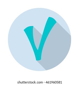 Checkmark icon in flat style with long shadow. Click and choice symbol