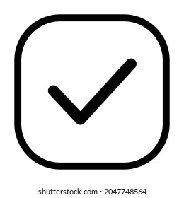 checkmark Icon. Flat style rounded rectangle isolated on white background. Vector illustration