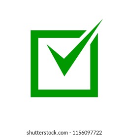 Checkmark icon. Green check mark icon. Check list button. Tick icon