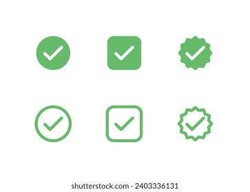 Icono De Marca De Verificación Con Ilustración Del Vector De Color Verde