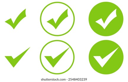 Checkmark icon, green checkmark isolated on white background. Approve symbol. 