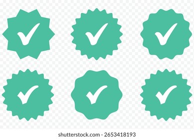 Checkmark icon. Green checkmark vector set. Checked check box sign. Social media and Profile Verified badge icon. Check and Approved, Accept, Instagram verified badge icon. vector illustration. eps 10