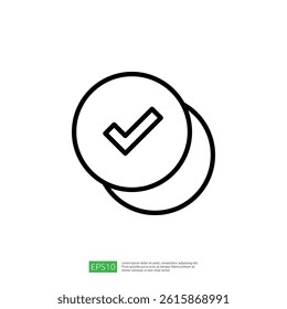 Checkmark Icon Indicating Validation and Success on a Clear Background for Education and Science Themes