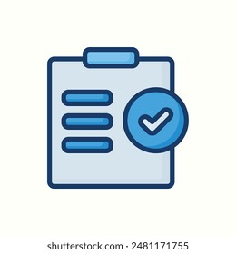 checkmark icon, isolated blue outline icon