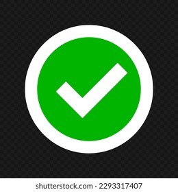 Checkmark icon isolated on black transparent background. Vector.