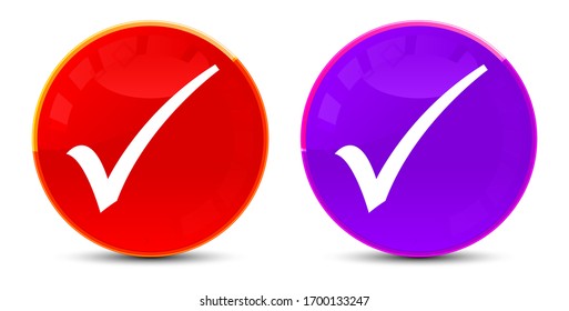 Checkmark icon isolated on glossy round buttons illustration
