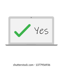 Checkmark icon with laptop. vector design illustration