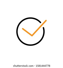 Checkmark icon. Line and two colour design template