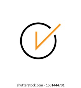 Checkmark icon. Line and two colour design template