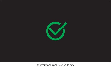 Checkmark icon and logo template approve, checklist icon symbol, substantiate, verify marker on black background.