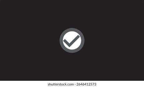 Prüfzeichensymbol und Logo-Vorlage genehmigen, Prüflisten-Symbol untermauern, Markierung auf schwarzem Hintergrund überprüfen.