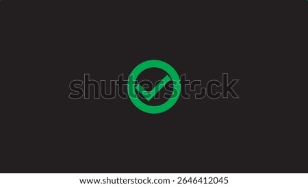 Checkmark icon and logo template approve, checklist icon symbol, substantiate, verify marker on black background.