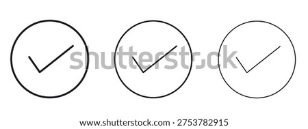 Checkmark icon in modern thin line style. Symbol Sign Graphic
