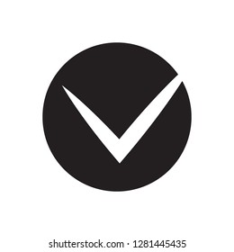 Checkmark icon, ok circle icon on white background