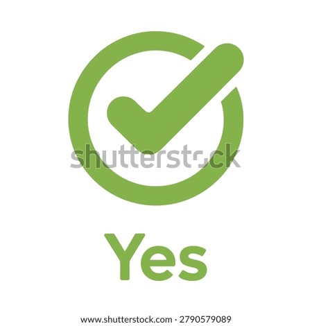 checkmark icon on white background tick yes green circle symbol affirmation approval positive validation