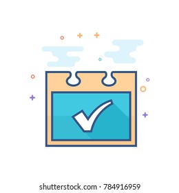 Checkmark icon in outlined flat color style. Vector illustration.