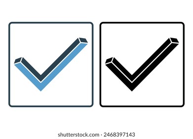 Ícono de marca de verificación. ícono relacionado con la configuración y configuración. adecuado para Sitio web, App, interfaces de usuario, imprimible, etc. estilo de ícono sólido. diseño de Vector simple editable