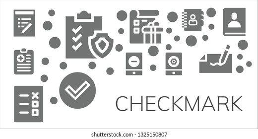 checkmark icon set. 11 filled checkmark icons.  Collection Of - List, Clipboard, Event, Check, Agenda, Autograph