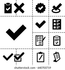 Checkmark icon. set of 13 filled checkmarkicons such as clipboard, check list, tick, checklist