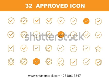Checkmark icon set. Approval icons in line style. Editable web icons for agreement, vote, confirmation, choise, validation, completed tasks and verified status. Vector illustration.