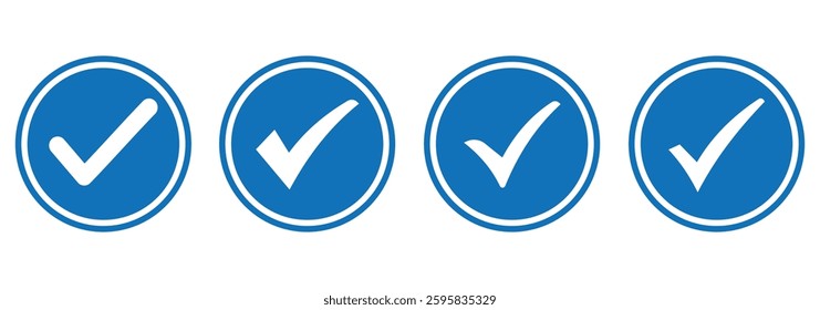 checkmark icon set. Blue check mark. Social media account verification icons. Approved check mark with tick symbol. flat design vector illustration eps 888.
