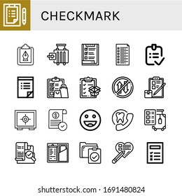 conjunto de iconos de marca de verificación. Colección de listas de comprobación, Portapapeles, Proteger, Lista, Listo, Hacer, Lista, Comprobar, Prioridad, Seguridad, Aprobar, Aceptar, Cita, Desproteger, Iconos de verificación