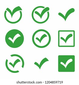Checkmark icon set. Confirm symbol  Vector