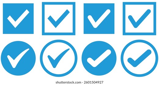 Checkmark icon set. Green check mark vector set.Creative vector illustration of green tick. Vector green confirm icons set. Vector illustration.