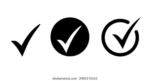 Checkmark icon set isolated on white. Checkmark icon for business, office, poster, and web design.