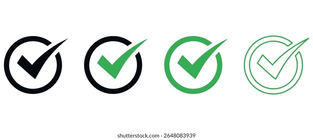 Checkmark icon set. Vector illustration.