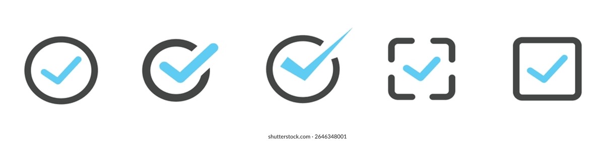 Checkmark icon set. Vector isolated illustration. Tick icons collection.