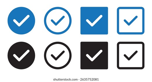 Checkmark icon set. Checkmark vector set. solid and line icon set. vector collection.