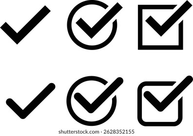 checkmark icon set. Verified badge icon. tick symbol. Certificate badge. Quality certify symbol. Approved sign
