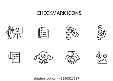 Checkmark icon set.vector.Editable stroke.linear style sign for use web design,logo.Symbol illustration