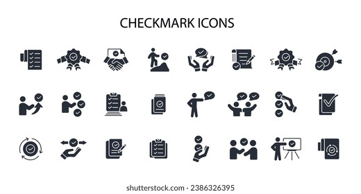 Checkmark icon set.vector.Editable stroke.linear style sign for use web design,logo.Symbol illustration