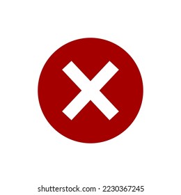 Checkmark icon simple line style vector. Red cros in circle symbol of not aproved, bad Quality, not success or not confirmed status. vector illustration design. 