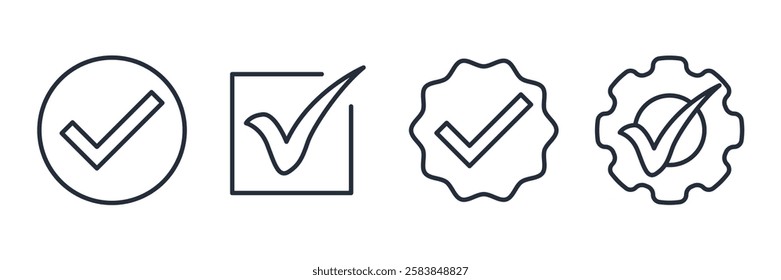 Checkmark icon symbol vector sign isolated on white background illustration for graphic and web design