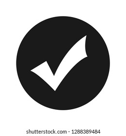 Checkmark icon vector illustration design isolated on flat black round button