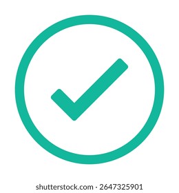 Modelo de logotipo de vetor de ícone de marca de seleção. Ícone do Botão Lista de Verificações. Marca De Seleção No Ícone De Vetor De Círculo Redondo.