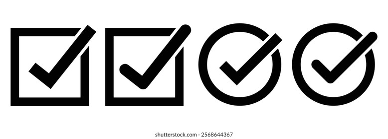 Checkmark icon. Checkmark vector set. check box sign. Approved symbol. Isolated v check mark icon. check mark icon vector .symbol, sign, yes, right. Tick symbol in green, red and black color. Eps 10