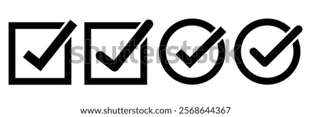 Checkmark icon. Checkmark vector set. check box sign. Approved symbol. Isolated v check mark icon. check mark icon vector .symbol, sign, yes, right. Tick symbol in green, red and black color. Eps 10