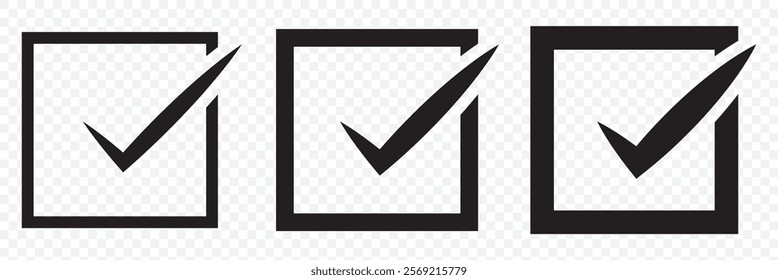 Checkmark icon. Checkmark vector set. Checked check box sign. Approved symbol. Isolated v check mark icon. eps 10.